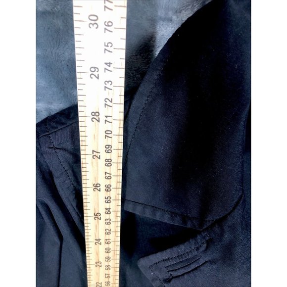 Joujou Ladies Black Trench Coat, Size Lightweight Button Down Missing Belt - Picture 8 of 16